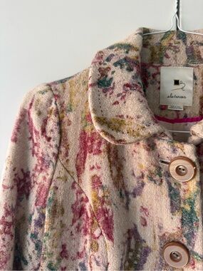 Anthropologie Elevenses Wool Floral Fit & Flare Coat Size 2